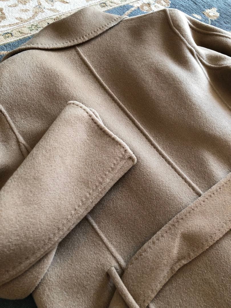 ウールカシミヤ　上質　ダブルフェイス　ガウンコート　キャメル　美品