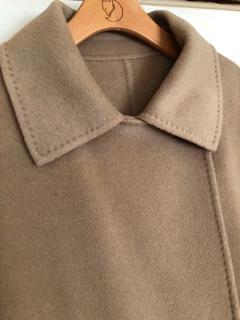 ウールカシミヤ　上質　ダブルフェイス　ガウンコート　キャメル　美品