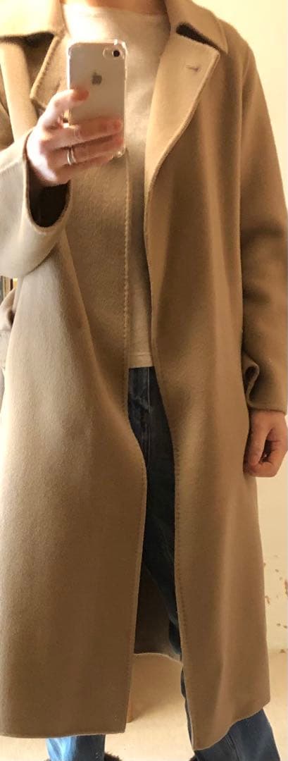 ウールカシミヤ　上質　ダブルフェイス　ガウンコート　キャメル　美品