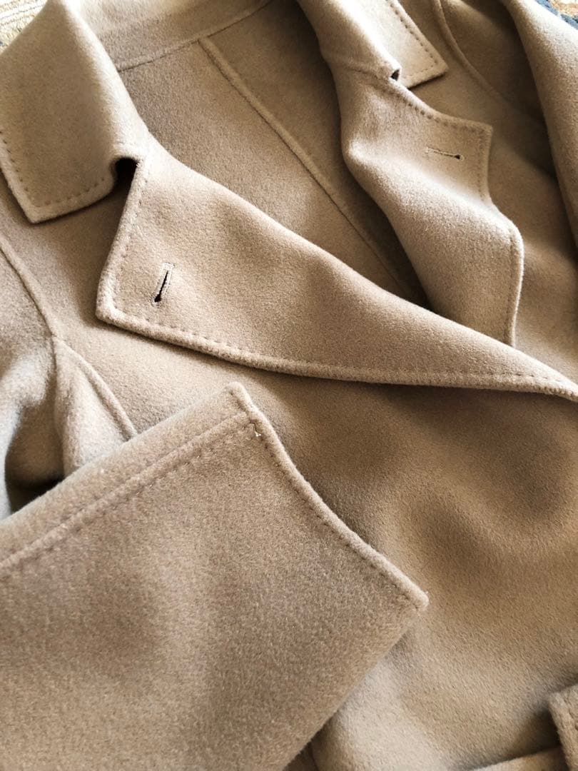 ウールカシミヤ　上質　ダブルフェイス　ガウンコート　キャメル　美品