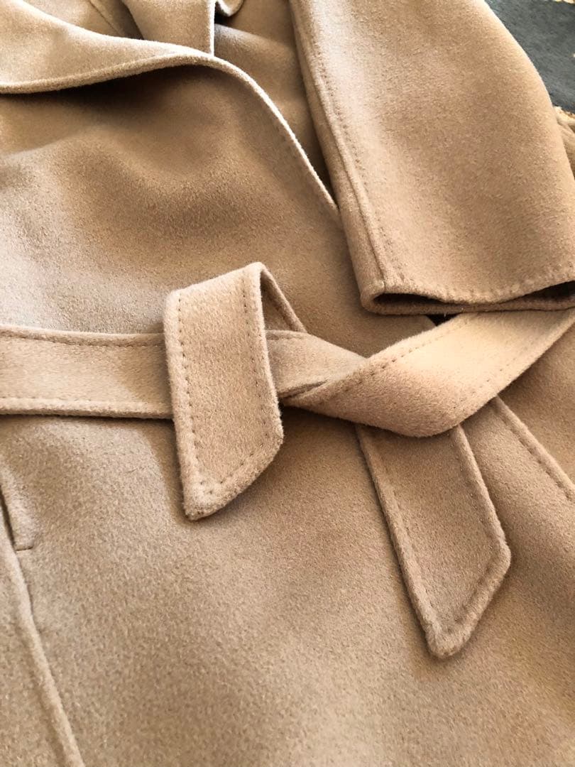 ウールカシミヤ　上質　ダブルフェイス　ガウンコート　キャメル　美品