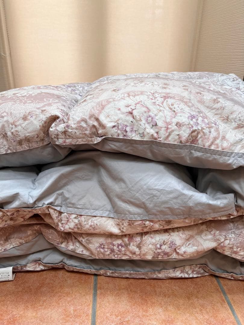 羽毛布団 ダブル 花柄 180x210cm ダウン90%フェザー10%