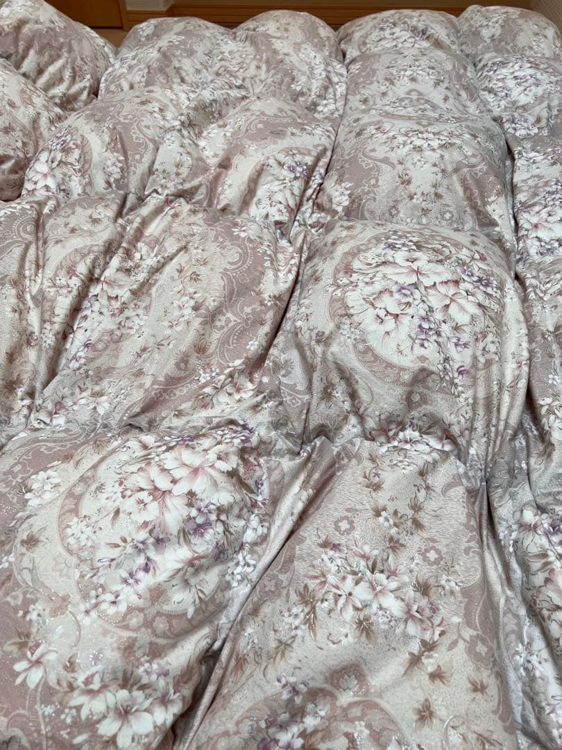 羽毛布団 ダブル 花柄 180x210cm ダウン90%フェザー10%