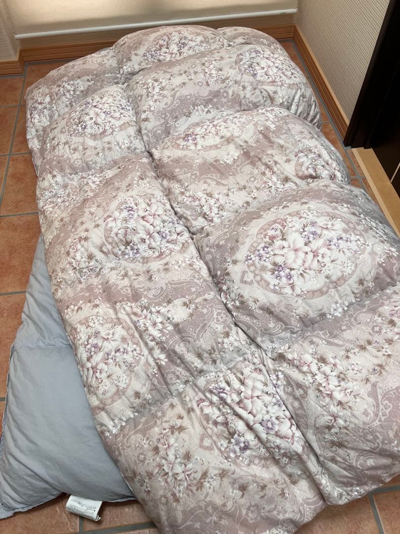 羽毛布団 ダブル 花柄 180x210cm ダウン90%フェザー10%
