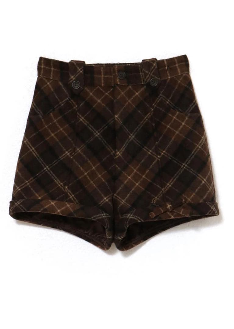 パンツ andmary Ribbon check mini pants brown
