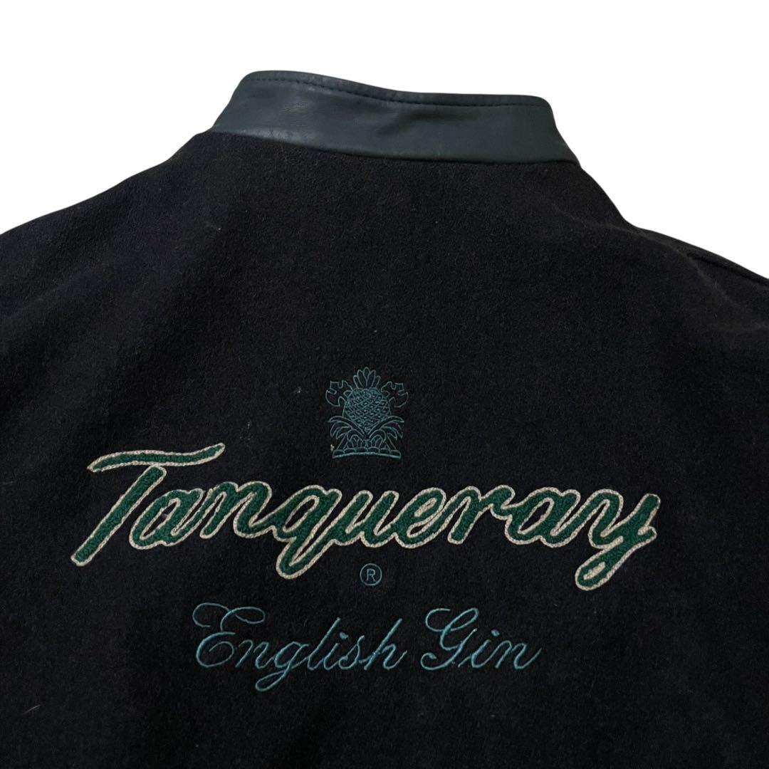 レザージャケット刺繍スタジャンブラックレザー袖ウール企業ヴィンテージ