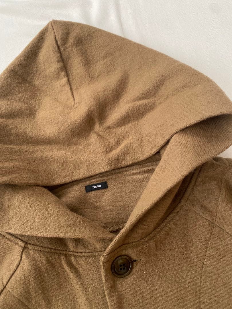 ほぼ未使用　TISSU｜圧縮 ウール ニット ポンチョ コート　ワイド　ベージュ
