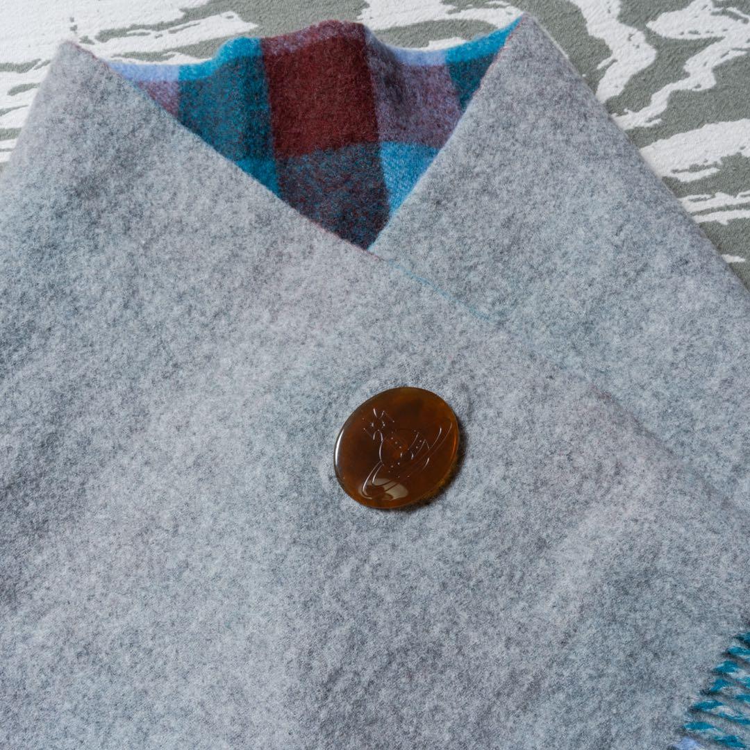 ヴィヴィアンウエストウッド オーブボタン チェック柄 リバーシブル マフラー