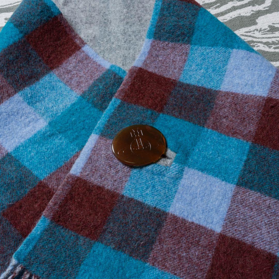 ヴィヴィアンウエストウッド オーブボタン チェック柄 リバーシブル マフラー