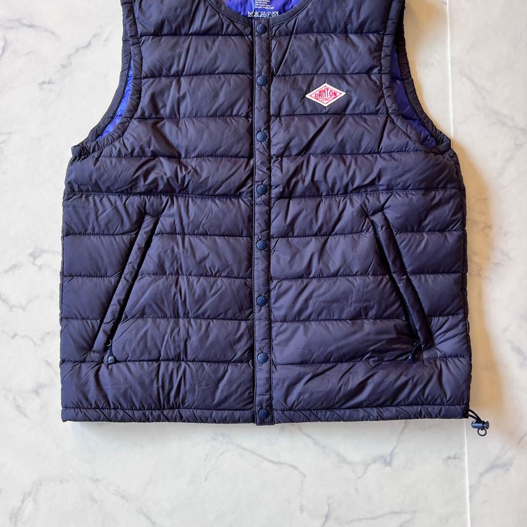 【未使用級】ダントン　ダウンベスト　ネイビー　34 軽量　インナーダウン　紺　S