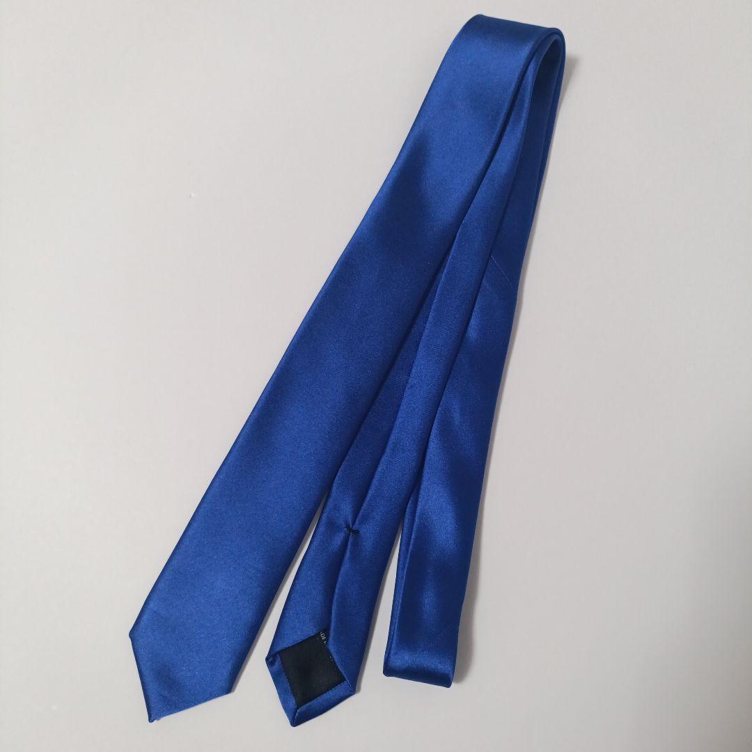 グッチ ソリッドタイ ナロータイ ネクタイ ブルー Italy製 美品
