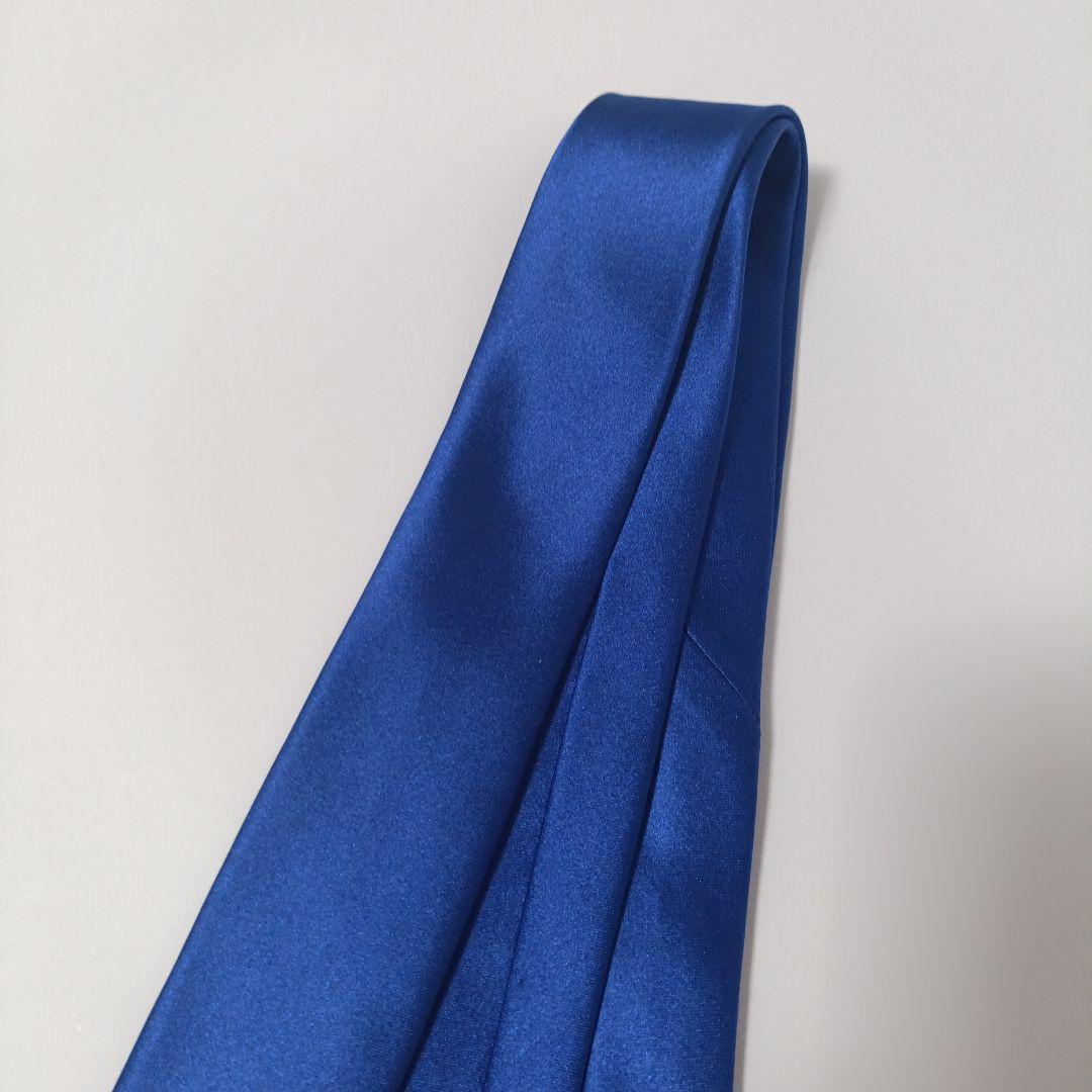 グッチ ソリッドタイ ナロータイ ネクタイ ブルー Italy製 美品