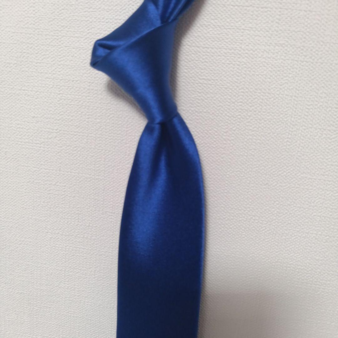 グッチ ソリッドタイ ナロータイ ネクタイ ブルー Italy製 美品