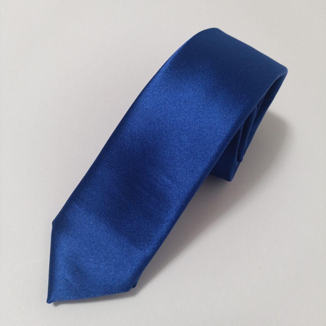 グッチ ソリッドタイ ナロータイ ネクタイ ブルー Italy製 美品