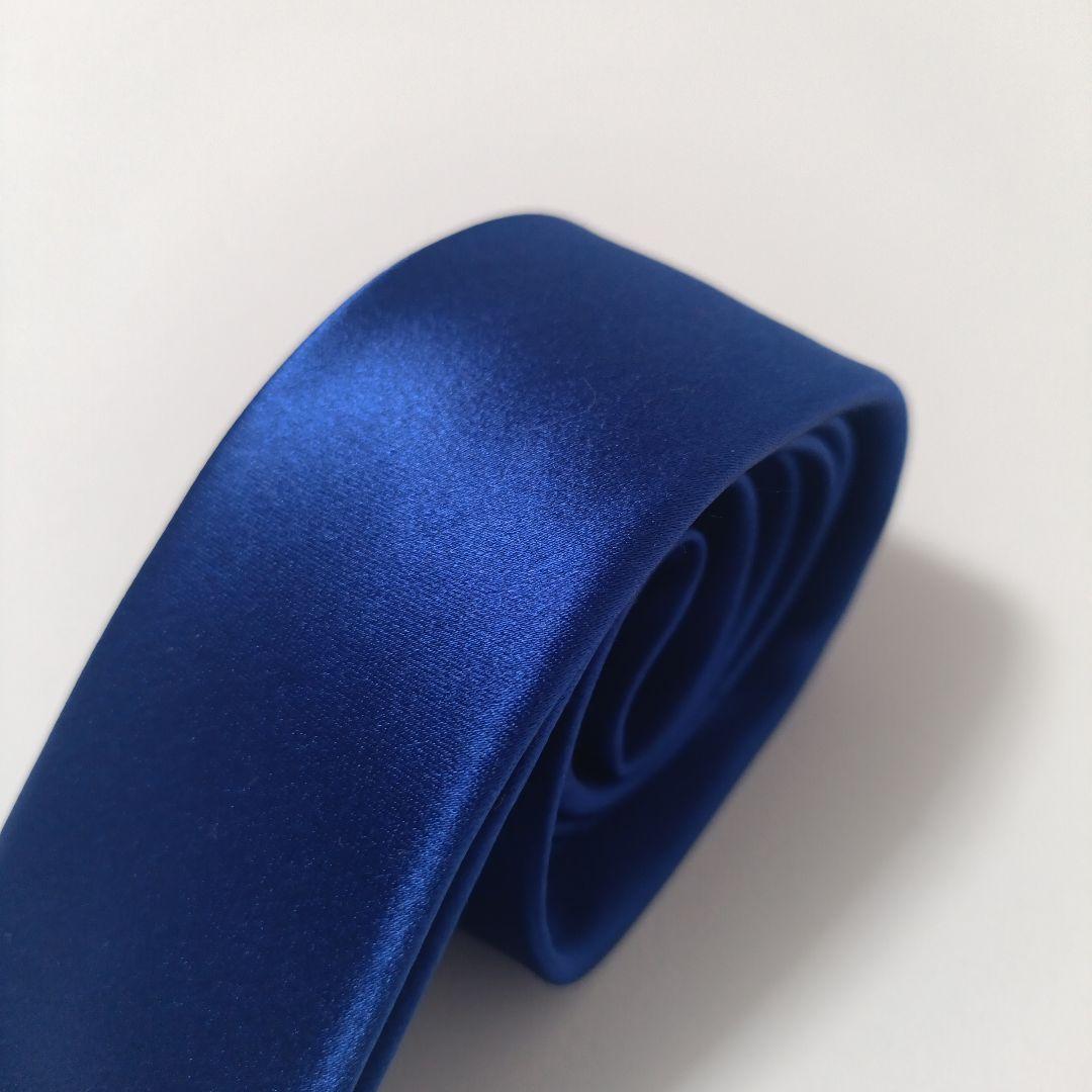 グッチ ソリッドタイ ナロータイ ネクタイ ブルー Italy製 美品