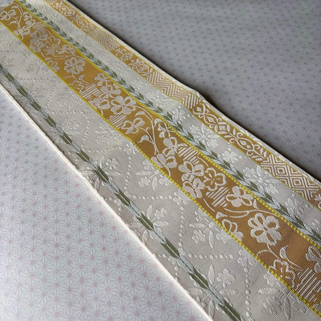 OB89本場筑前博多織小袋帯(半幅帯) 椿 本袋　正絹　新品