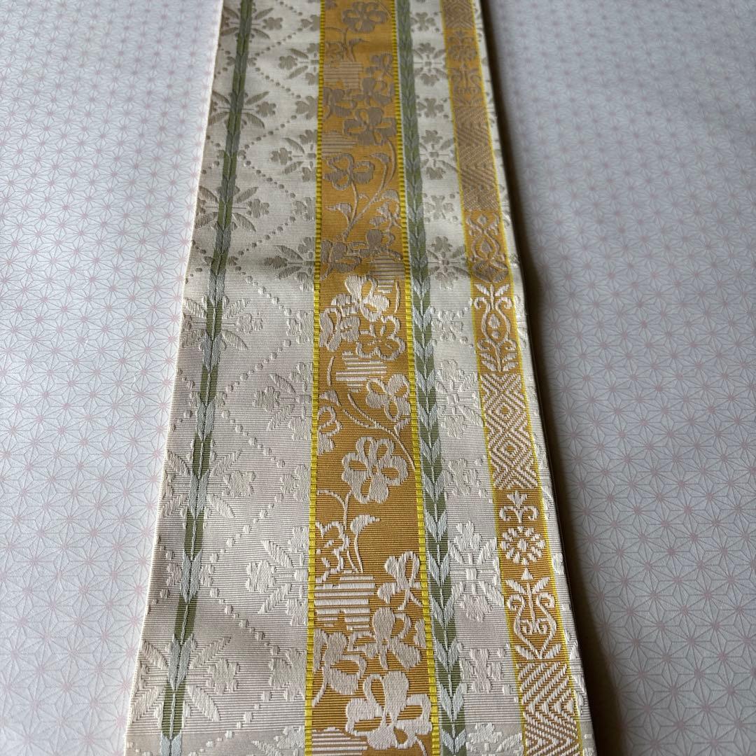 OB89本場筑前博多織小袋帯(半幅帯) 椿 本袋　正絹　新品