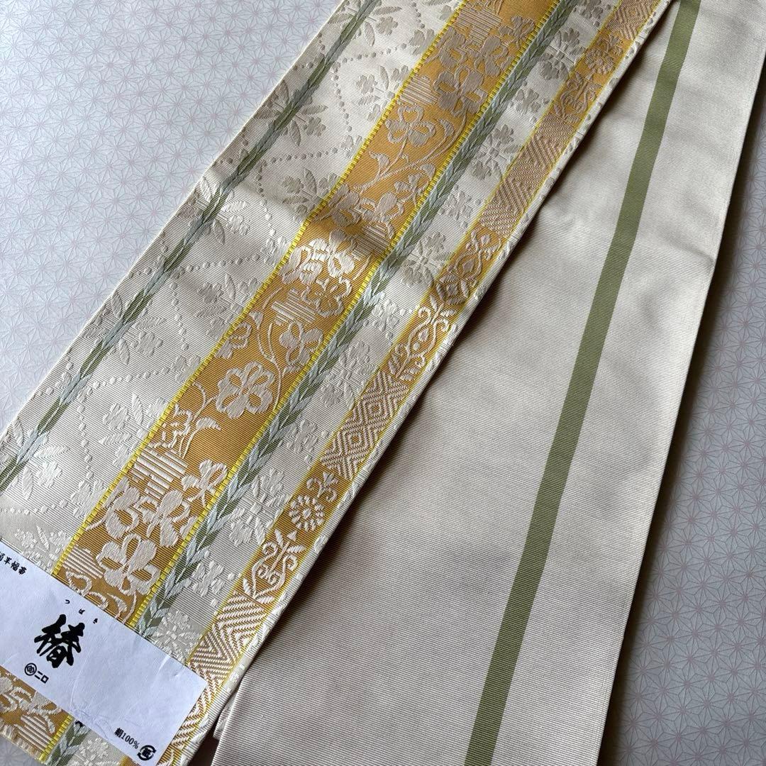 OB89本場筑前博多織小袋帯(半幅帯) 椿 本袋　正絹　新品