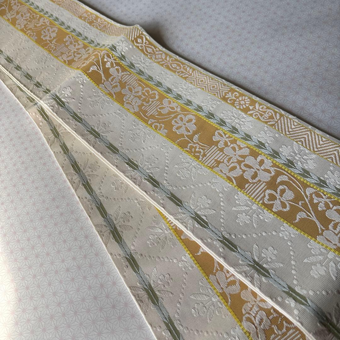 OB89本場筑前博多織小袋帯(半幅帯) 椿 本袋　正絹　新品