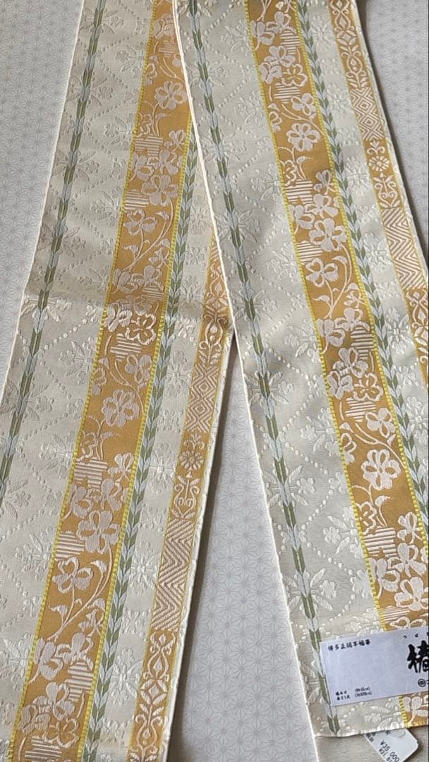 OB89本場筑前博多織小袋帯(半幅帯) 椿 本袋　正絹　新品