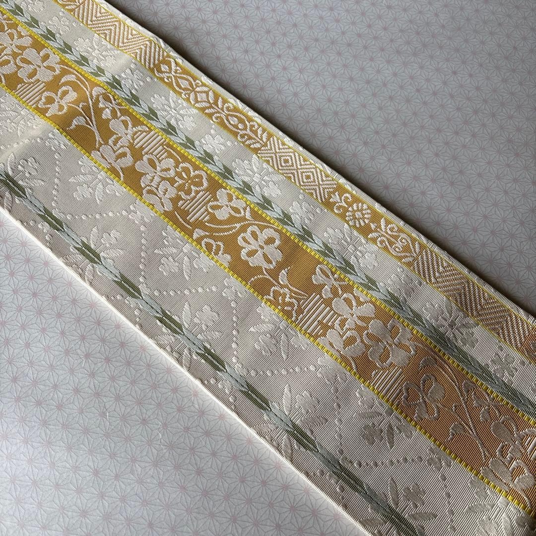 OB89本場筑前博多織小袋帯(半幅帯) 椿 本袋　正絹　新品