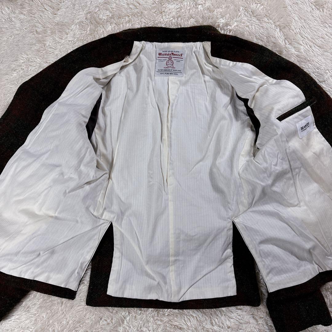 BEAMS BOY ジャケット ハリスツイード コラボ エルボーパッチ チェック