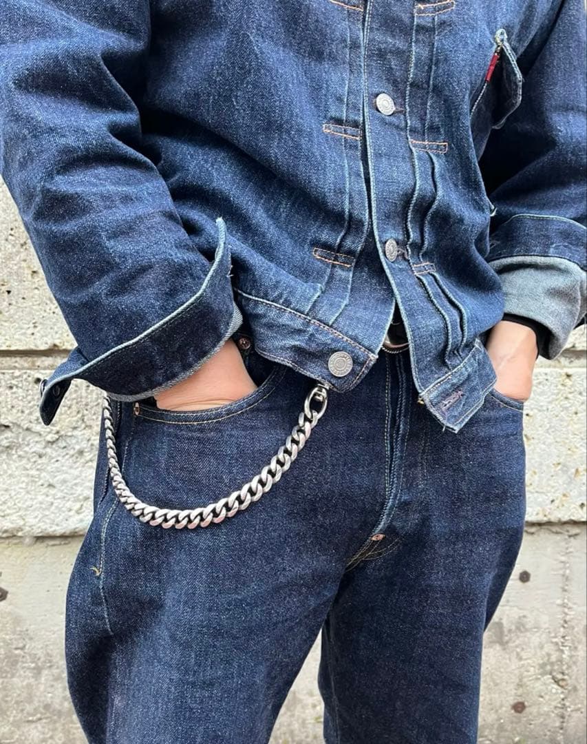 日本製 ウォレットチェーン ダブルクリップ 40cm 純銀 シルバー