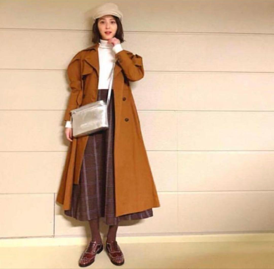 ☆お値下げ☆ENFOLD ライトギャバフレアレディ トレンチコート ブラウン