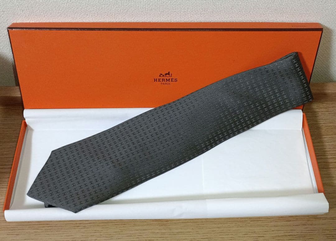 buruaaaaaaaa様用 HERMES H織りネクタイ グレーシルク100%
