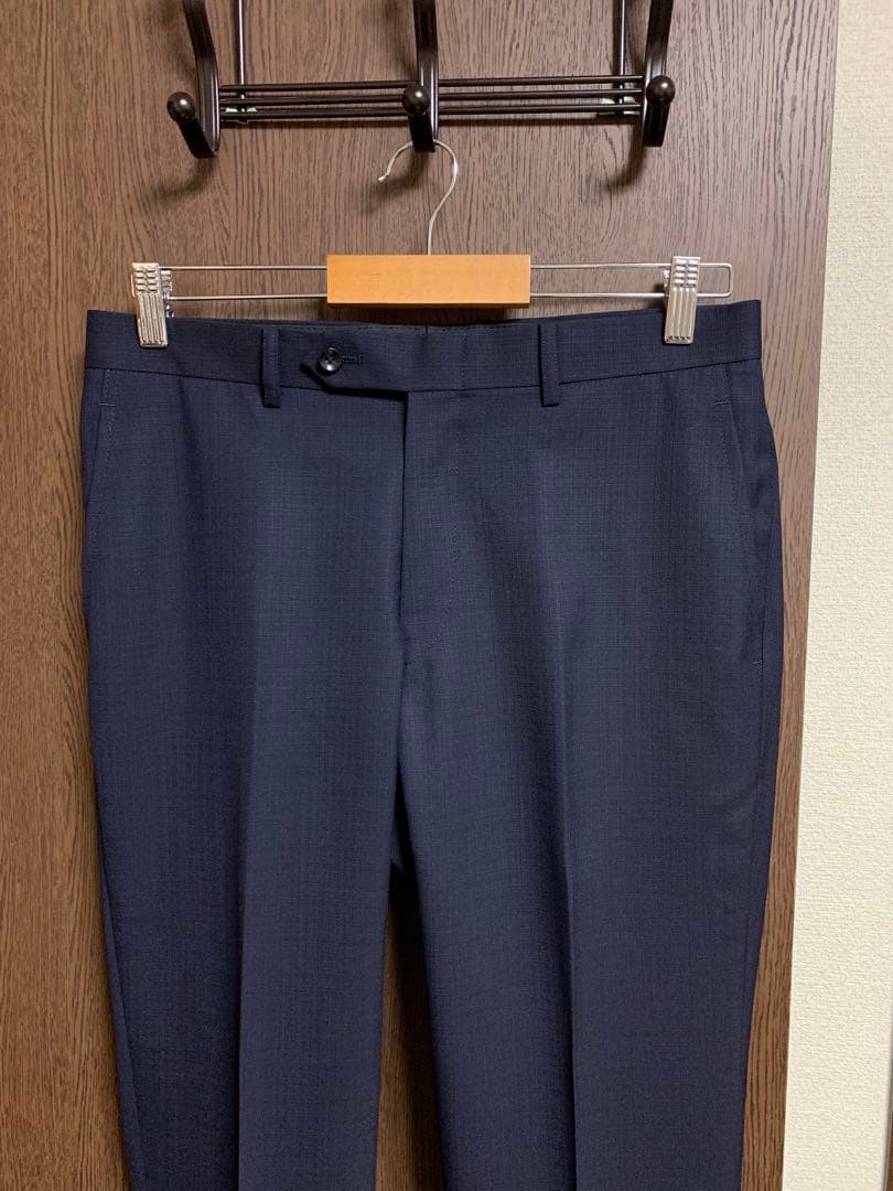 Y5新品未使用！高級ニュージーランドウール100%ネイビーシングルスーツ！