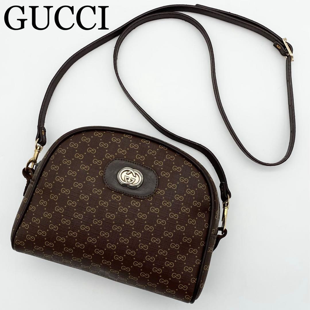 GUCCI ショルダーバッグ　インターロッキング　PVC×レザー　マイクロGG