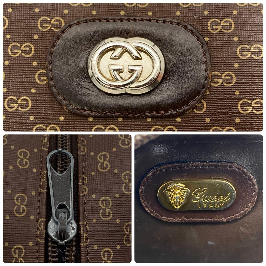 GUCCI ショルダーバッグ　インターロッキング　PVC×レザー　マイクロGG