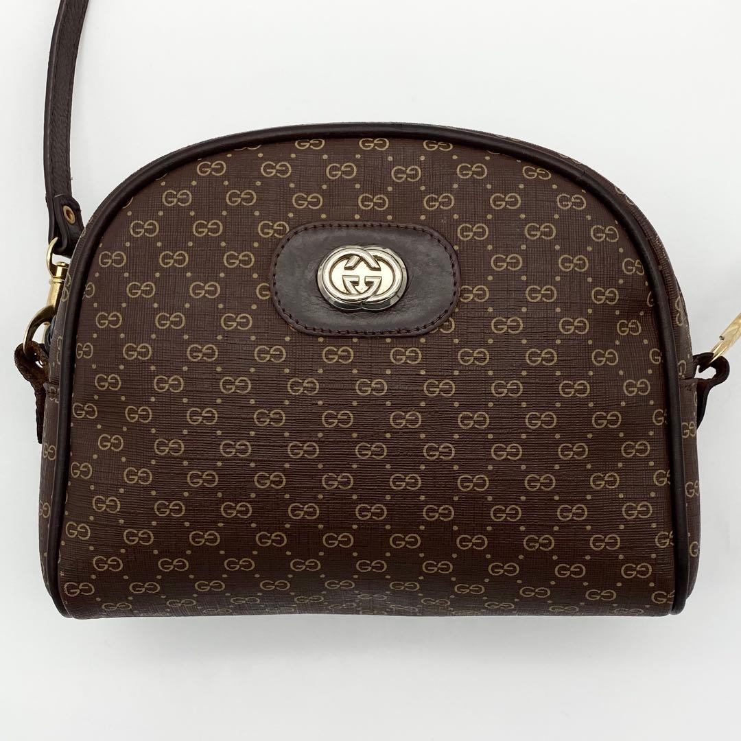 GUCCI ショルダーバッグ　インターロッキング　PVC×レザー　マイクロGG