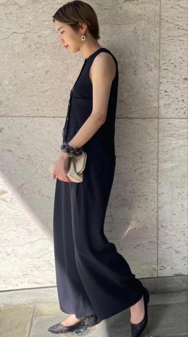 美品＊ヴェルメイユパーイエナ　ドスキン　オールインワン　ノースリーブ　金ボタン