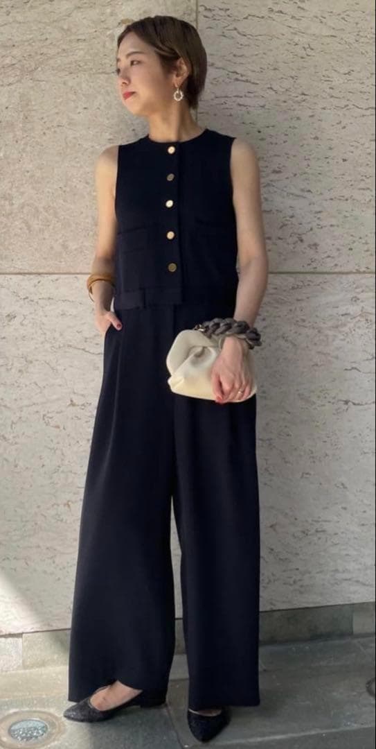 美品＊ヴェルメイユパーイエナ　ドスキン　オールインワン　ノースリーブ　金ボタン