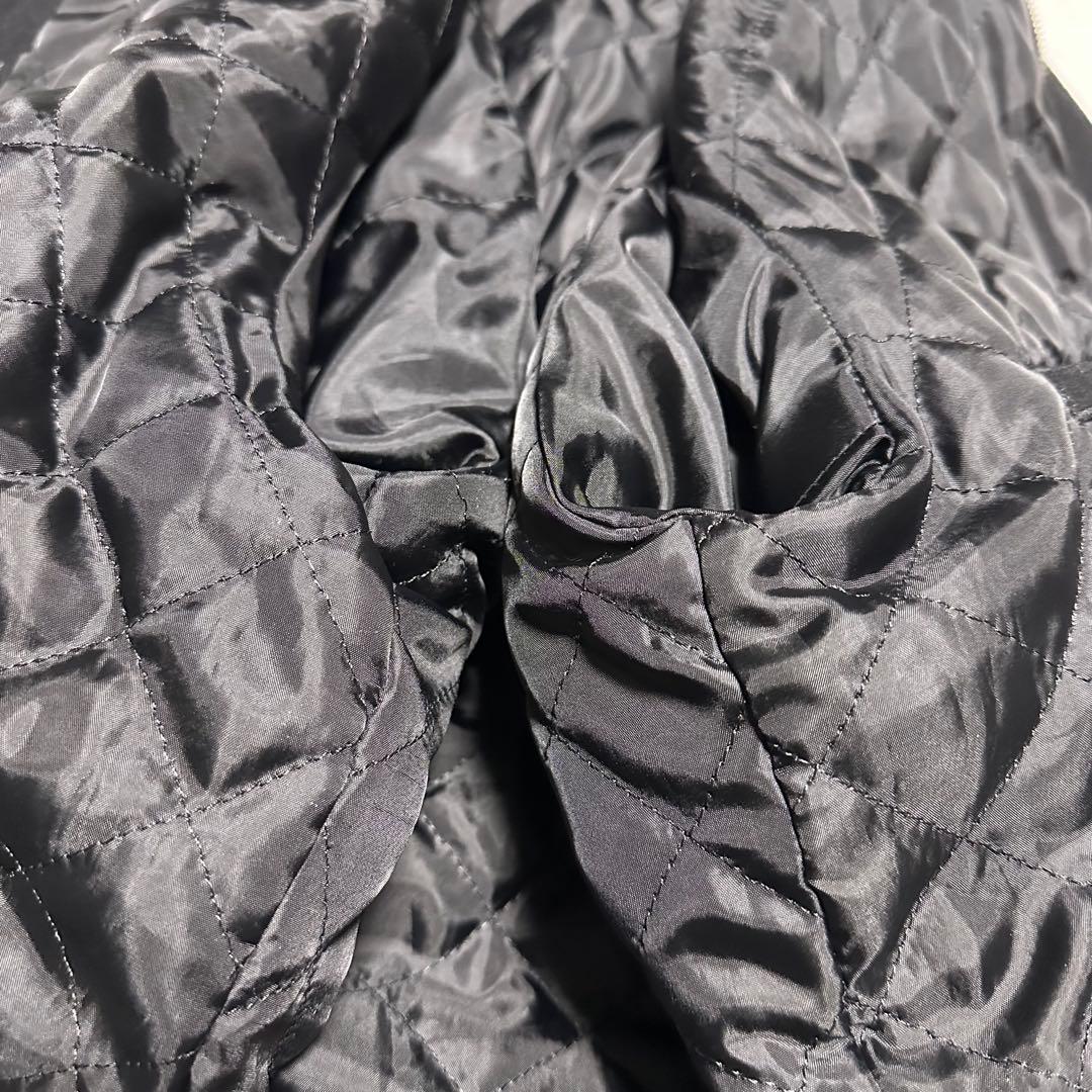 美品　アーバンリサーチ　袖レザー切り替えスタジャン　MA-1 ブラック　羊革　L