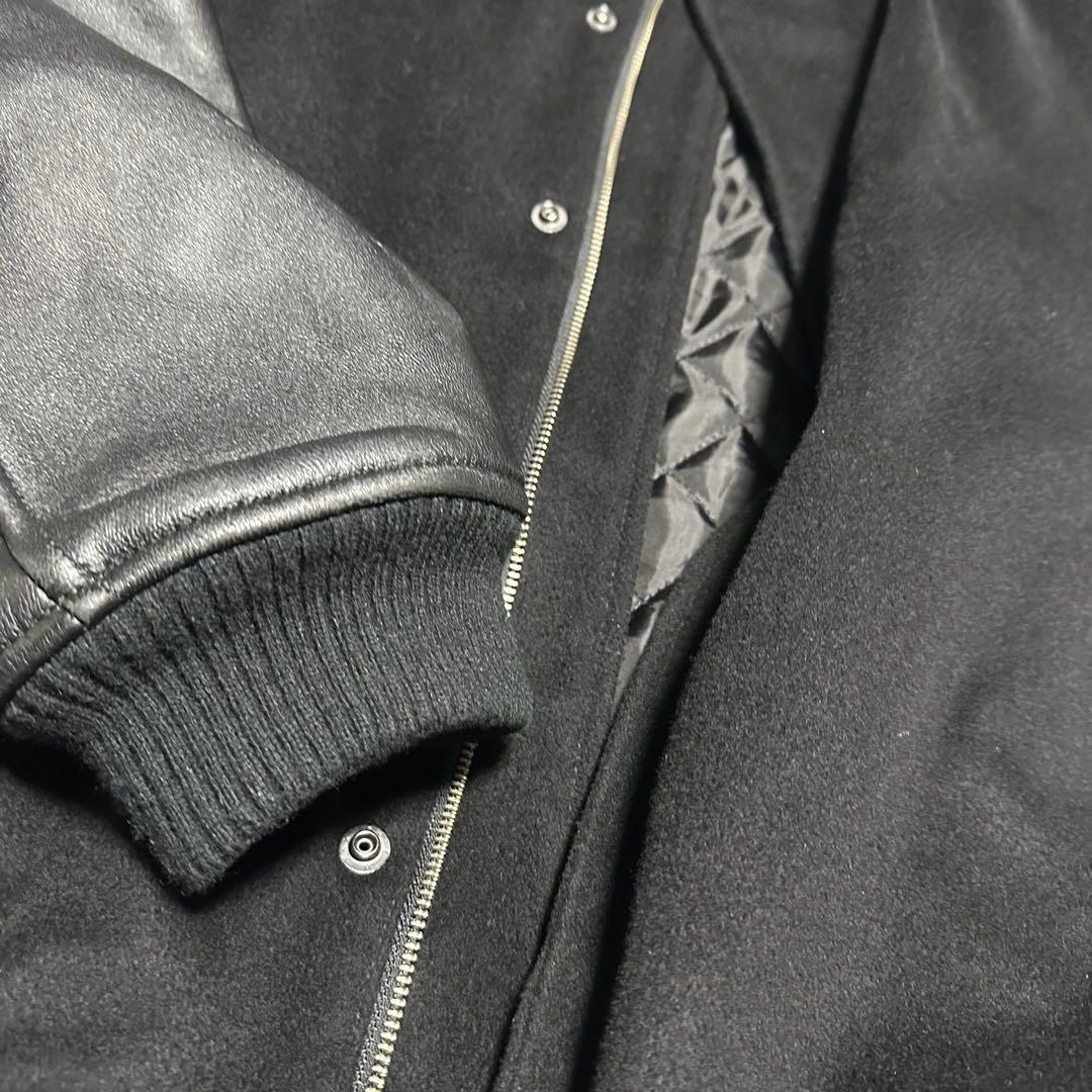 美品　アーバンリサーチ　袖レザー切り替えスタジャン　MA-1 ブラック　羊革　L