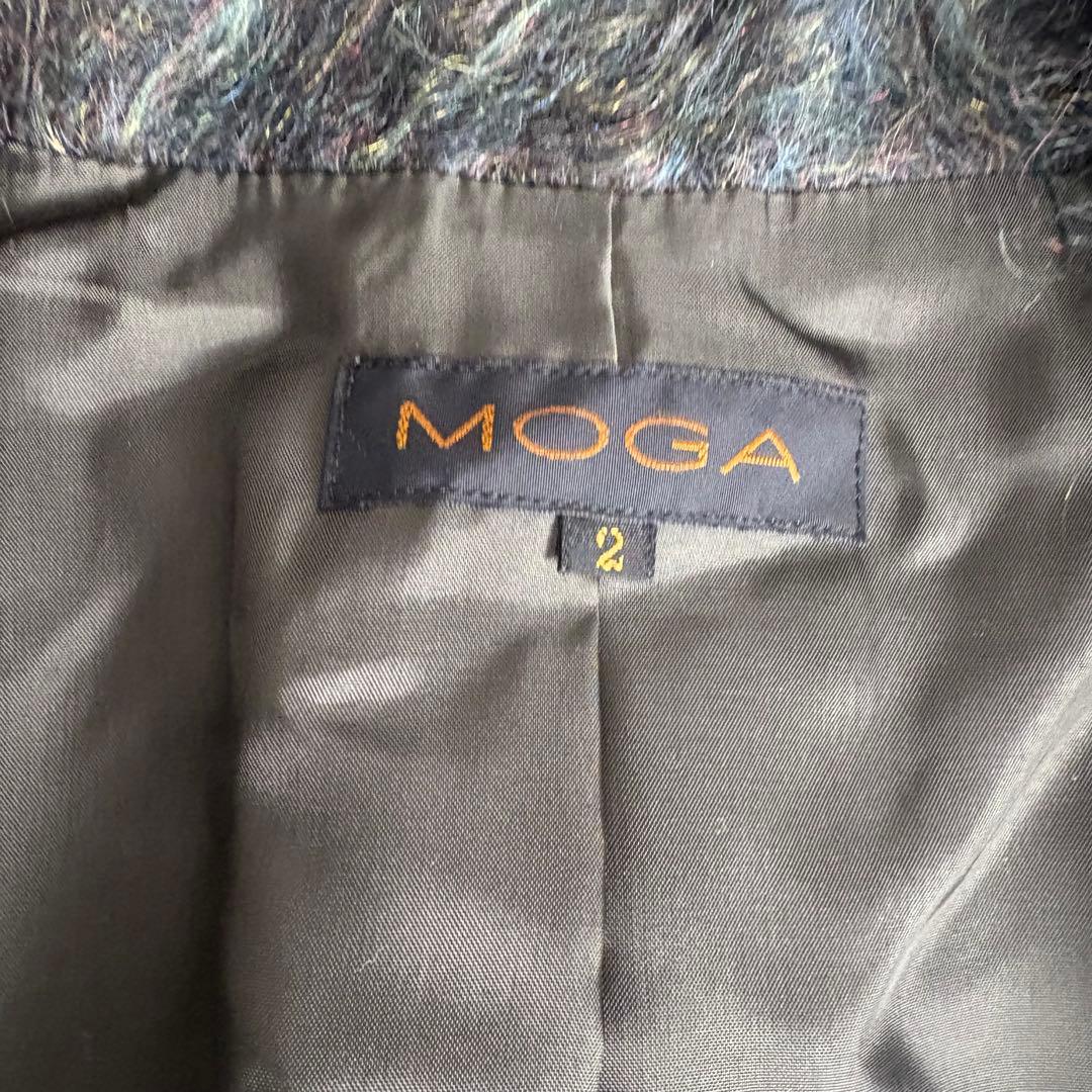 モヘア混 メランジシャギーコート 2 緑 ニュアンスカラー　比翼ボタン　ダブル