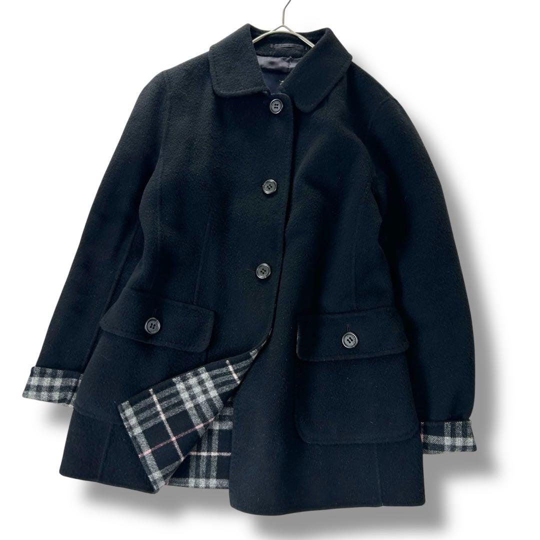 バーバリーロンドン ダブルフェイス ウール カシミヤ コート L ノバチェック