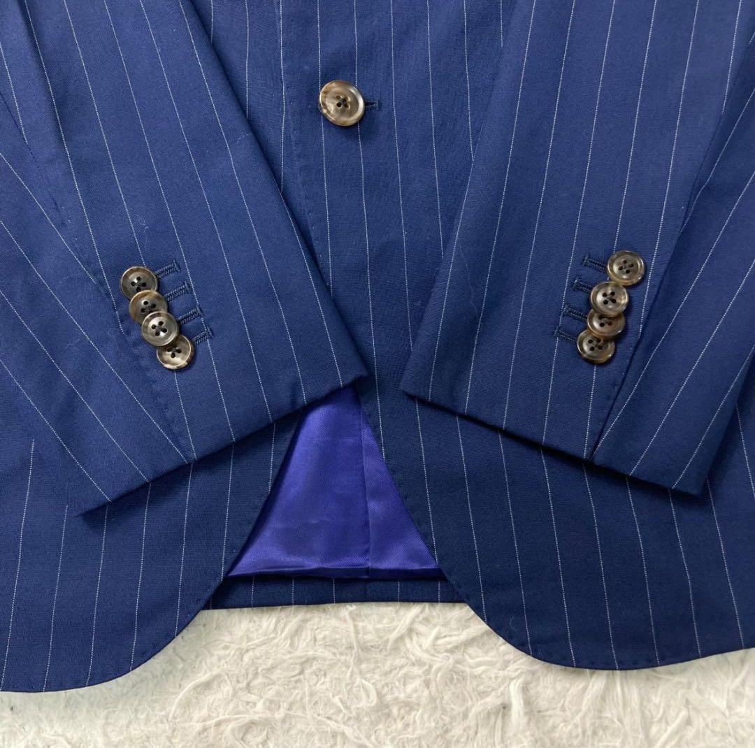 極美品 麻布テーラー ゼニア製生地 スリーピース セットアップ ストライプ