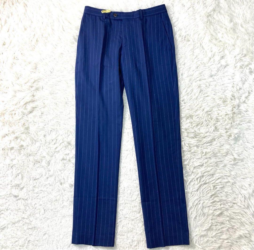 極美品 麻布テーラー ゼニア製生地 スリーピース セットアップ ストライプ