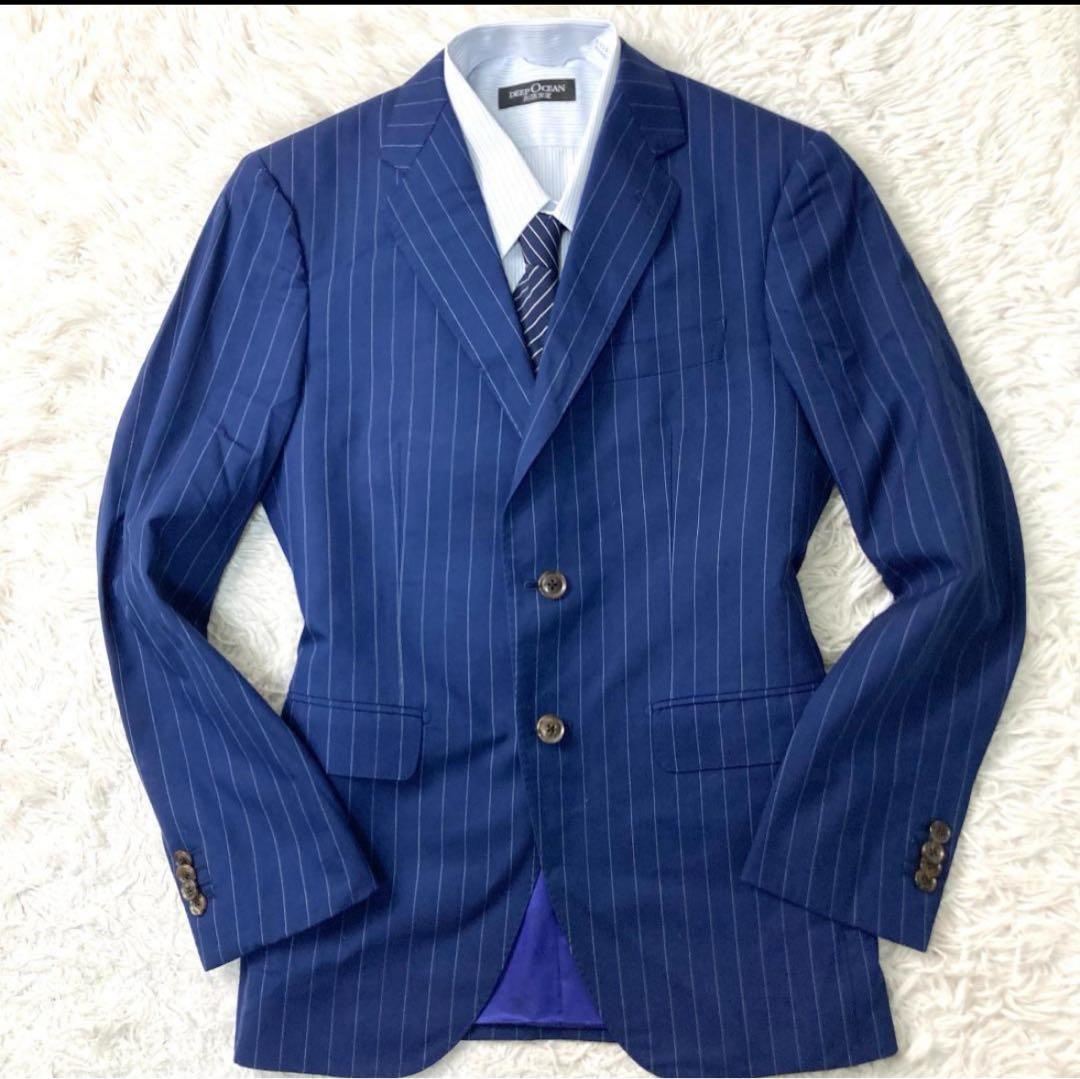 極美品 麻布テーラー ゼニア製生地 スリーピース セットアップ ストライプ