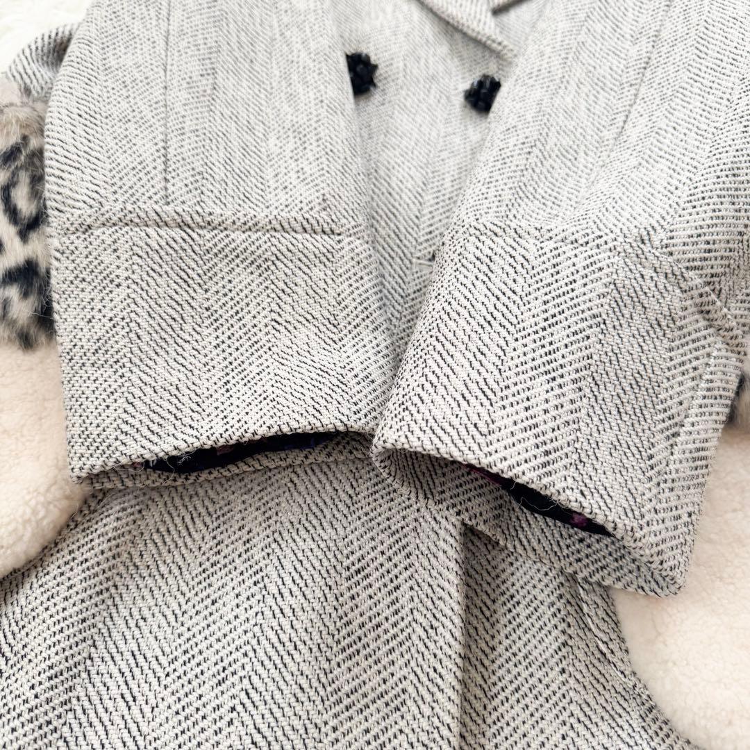 美品✨leur logette ロングコート ツイード ファー 花柄 ビジュー