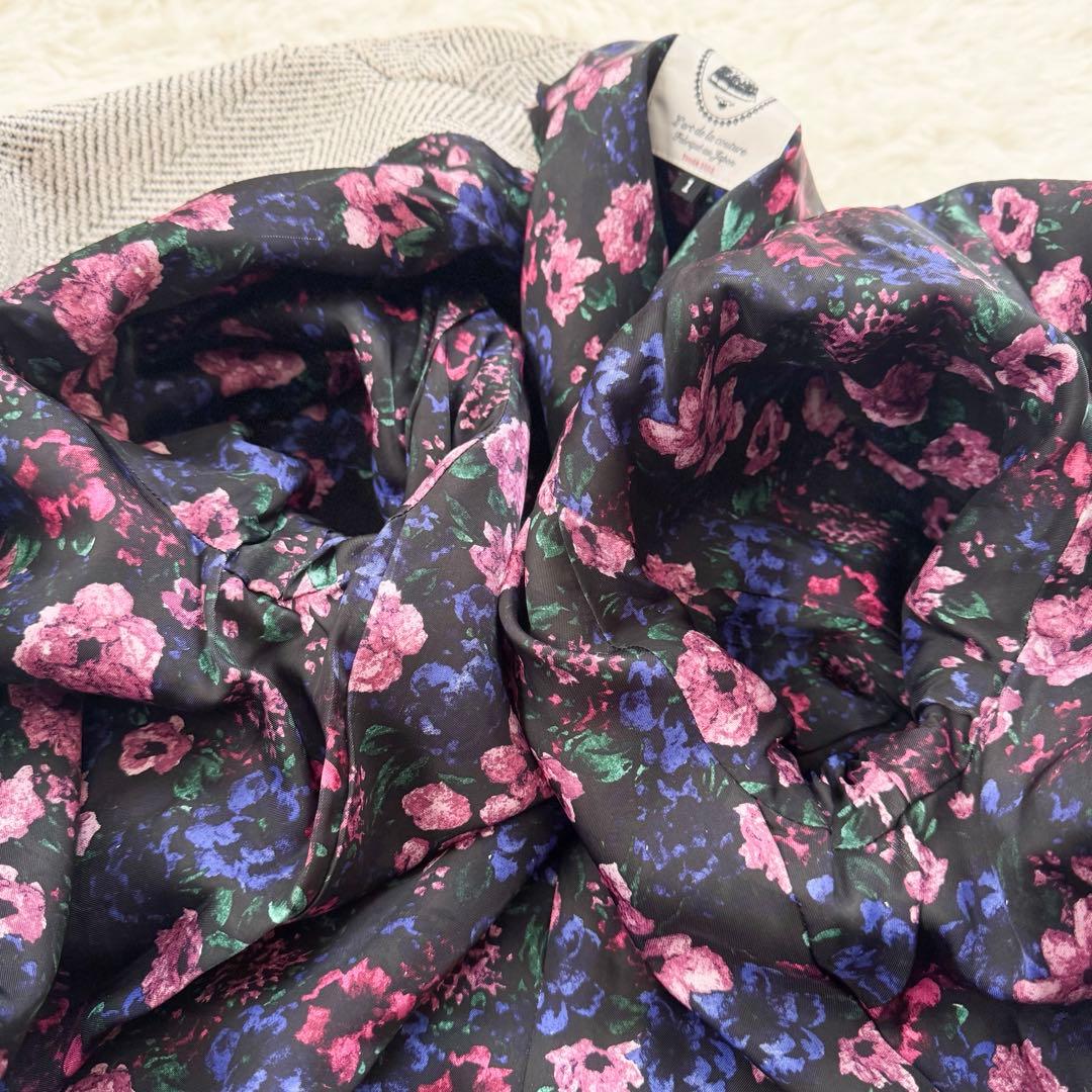 美品✨leur logette ロングコート ツイード ファー 花柄 ビジュー