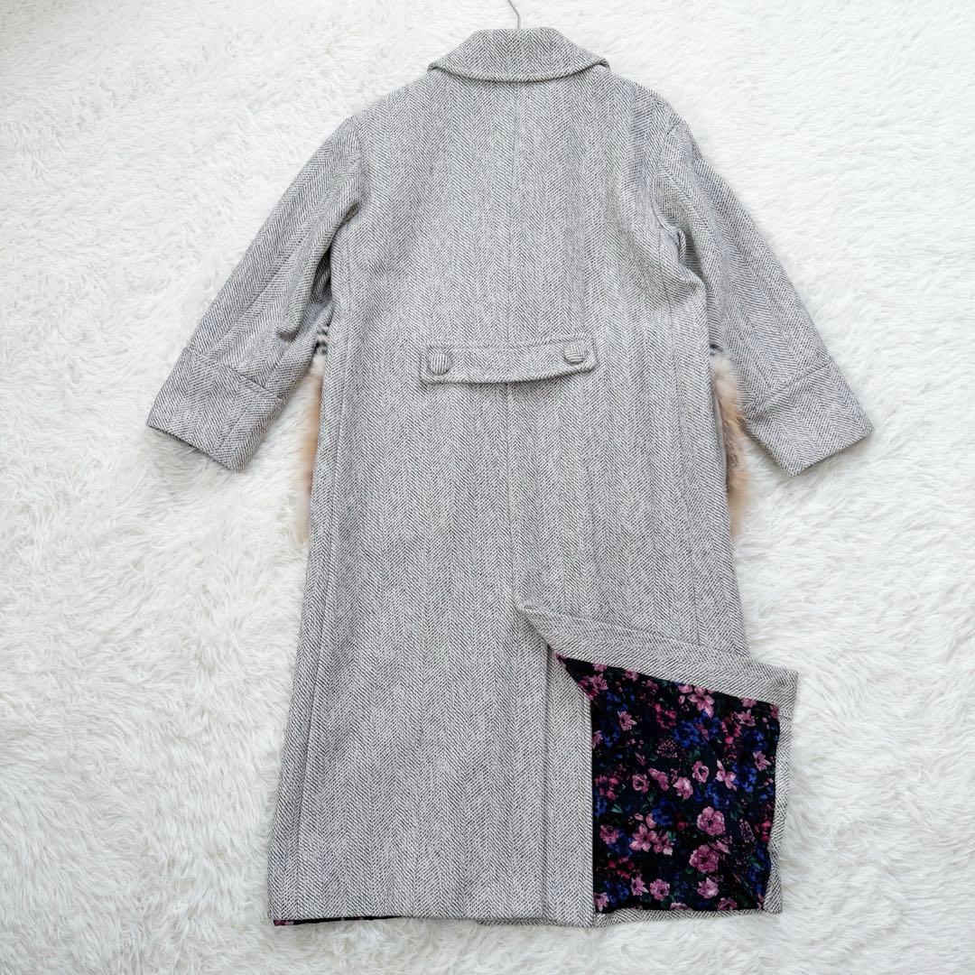 美品✨leur logette ロングコート ツイード ファー 花柄 ビジュー
