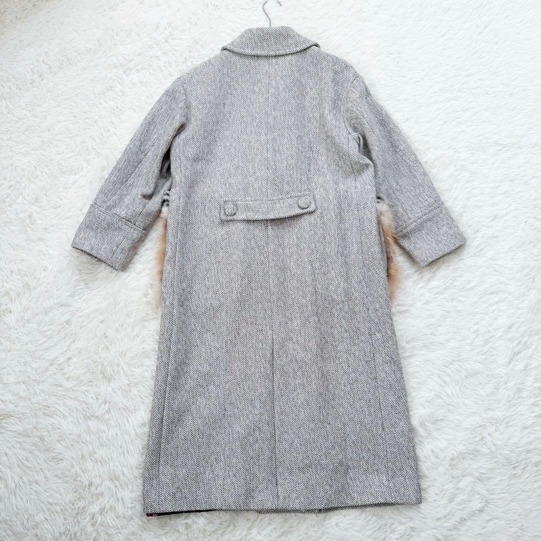 美品✨leur logette ロングコート ツイード ファー 花柄 ビジュー