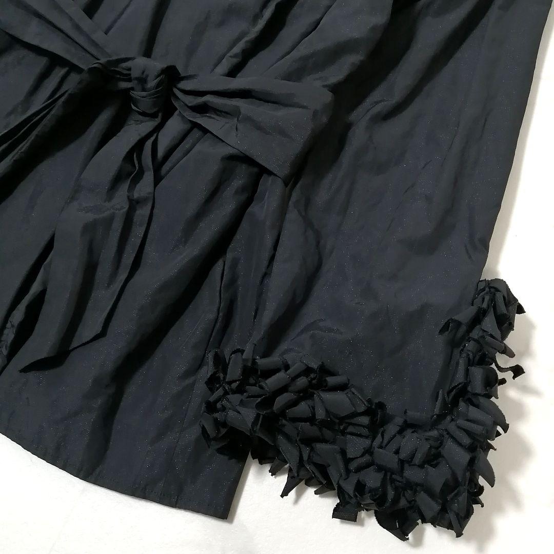 美品✨ アルマーニ コレッツォーニ　薄手 ジャケット　フリル　ベルト　42　黒