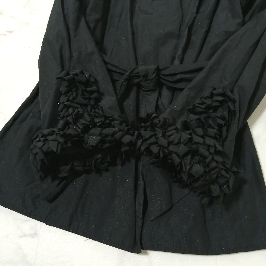 美品✨ アルマーニ コレッツォーニ　薄手 ジャケット　フリル　ベルト　42　黒