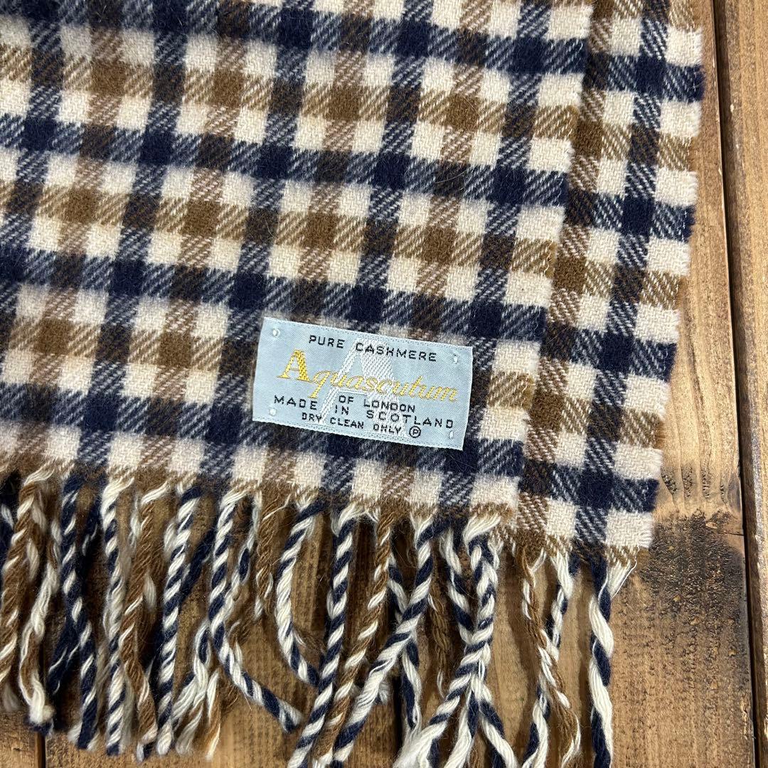 スコットランド製 Aquascutum クラブチェック カシミヤ マフラー