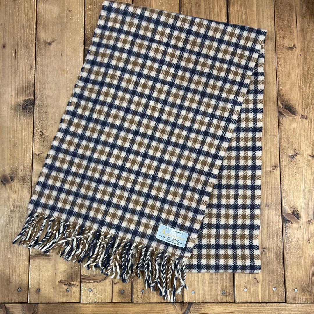 スコットランド製 Aquascutum クラブチェック カシミヤ マフラー